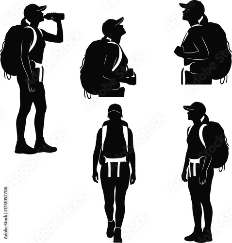 Minimalist Female Hiker Silhouettes