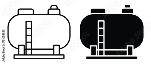Industrial Gas Tank Outline and Silhouette Design for Vector Usage