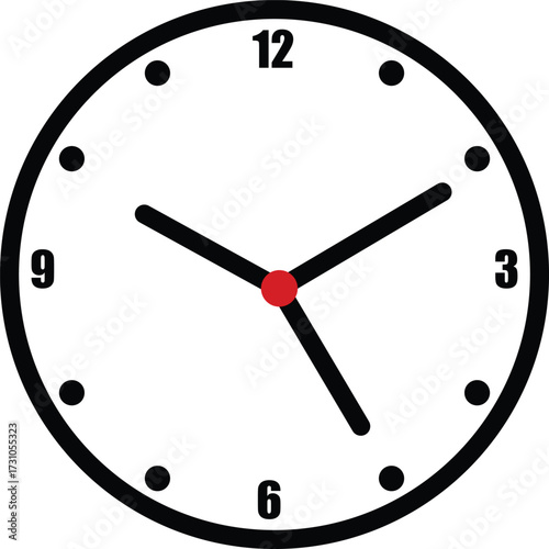 Vector art of an orangerimmed clock displays the time as eight fifteen against a gray background, , showcasing a simple and clean design