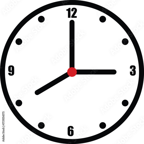 Vector art of an orangerimmed clock displays the time as eight fifteen against a gray background, , showcasing a simple and clean design
