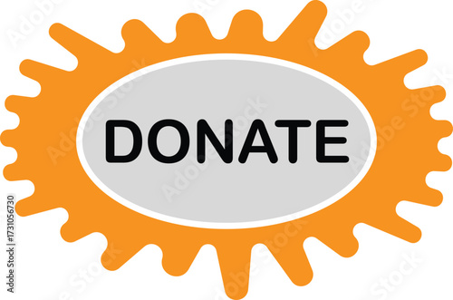 Vector art of a vibrant yellow and white donate button, encouraging charitable giving and support for various causes, promoting generosity