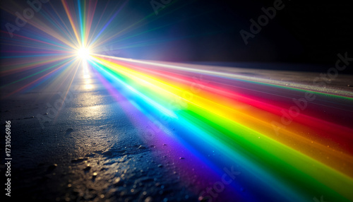 Wallpaper Mural Prism rainbow light reflection on dark background, abstract blurred colorful glow, high-resolution texture Torontodigital.ca
