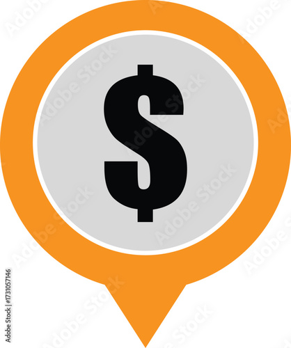 Vector art of a captivating Yellow and white icon featuring a bold black dollar sign, symbolizing finance, currency, and economic prosperity