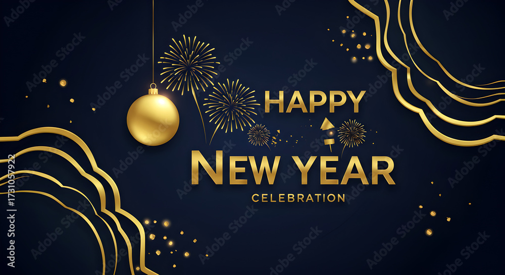 Naklejka premium Happy New Year 2026 Festive Wishes for All