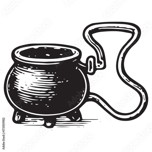 Occult Cauldron Line Art Vector Icon