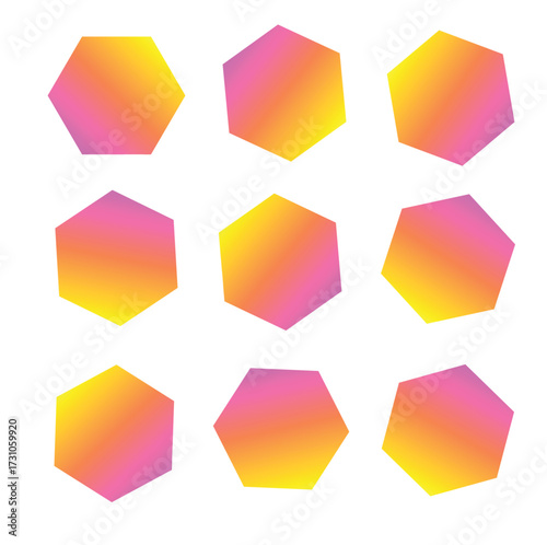 Round circle frames set with gradient red and purple icons for social media followers and likes vector illustration