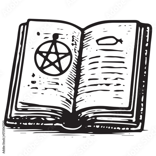 Occult Spell Book Line Art Vector Icon