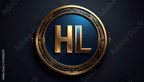 Gold-framed emblem, dark background