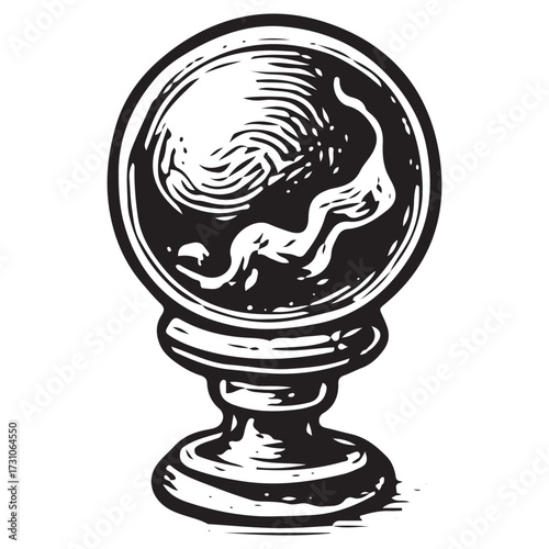 Occult Crystal Ball Line Art Vector Icon