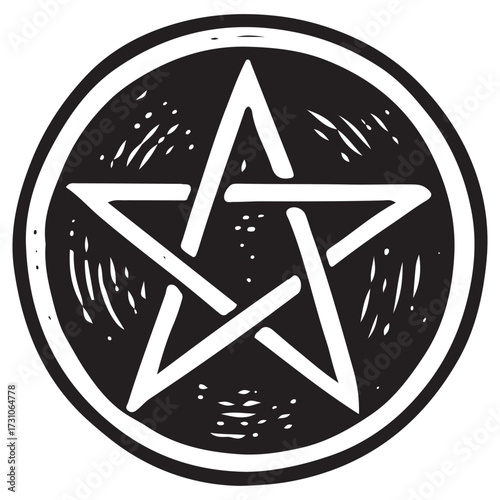 Occult Pentagram Seal Line Art Vector Icon
