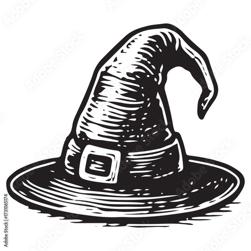 Occult Witch Hat Line Art Vector Icon