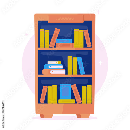 Bookshelf book storage vector object illustration
