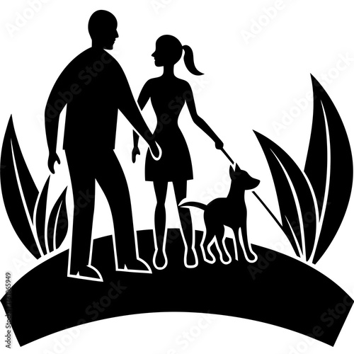 Vector Silhouette of a Family - Two Adults and One Child