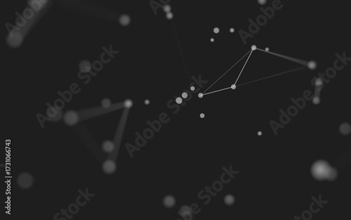 Abstract background. Molecules technology with polygonal shapes, connecting dots and lines. Connection structure. Big data visualization.