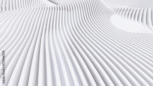 Abstract Curved Shapes. White Circular Background.