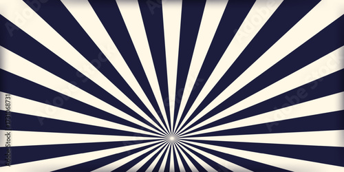 Striped retro circus banner with empty central space for headline. Ideal for poster templates, event flyers or festive carnival announcements. Vector illustration dark blue beige colors