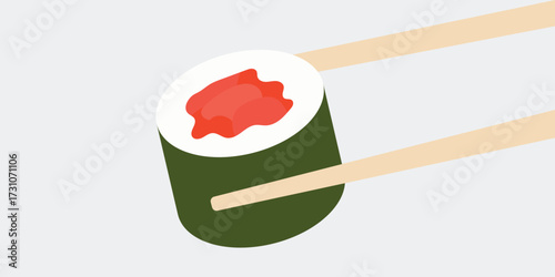 Illustration background shelf nigiri japanese food