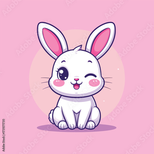 Cute rabbit sitting cartoon vector icon illustration animal nature icon concept isolated flat