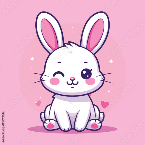 Cute rabbit sitting cartoon vector icon illustration animal nature icon concept isolated flat