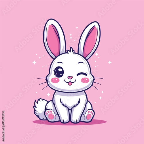 Cute rabbit sitting cartoon vector icon illustration animal nature icon concept isolated flat
