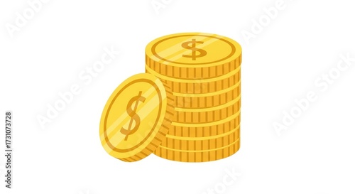 Crisp Vector Clip Art for Finance A Stack of Gold Coins with a Dollar Sign..jpeg