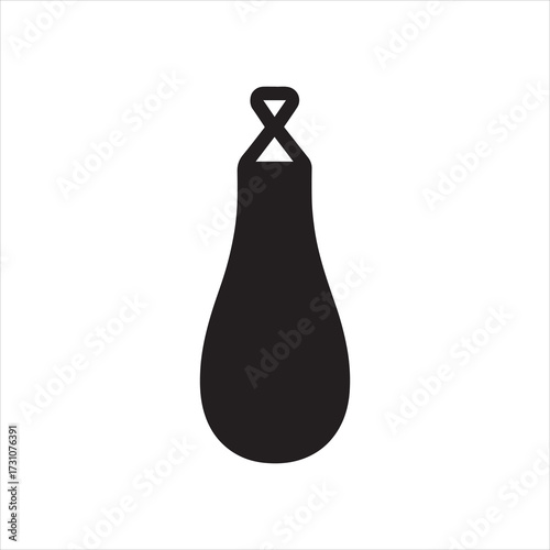 Isolated silhouette of a hanging punching bag on a white background for combat sports and fitness training concept showcasing strength and workout equipment
