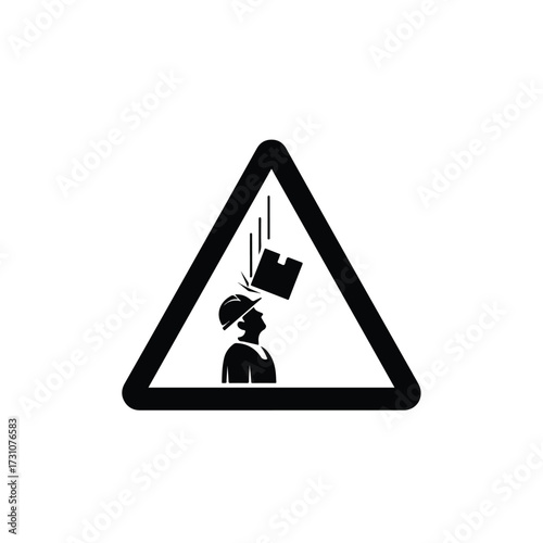 Falling Objects Hazard Warning Sign Vector Icon.