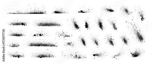 Spray paint and ink splashes. Mud graffiti effect, stencil spray paint borders. Vector punk and street art vector hand drawn elements. Graphic set of grunge dirty splash stains and blots.