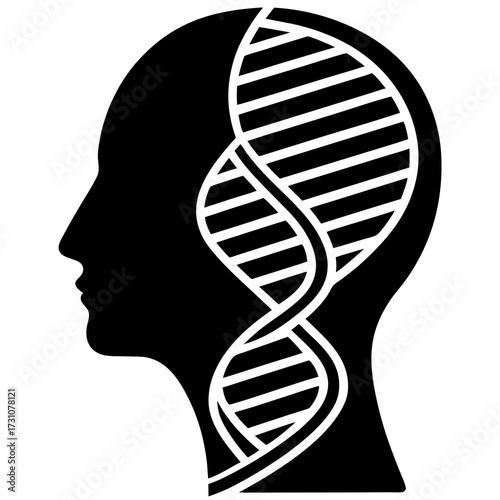 Precision Medicine Silhouette of an Elegant DNA Helix Strand