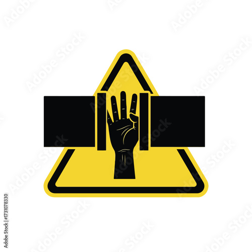 Hand Crushing Hazard Warning Sign Vector Illustration.