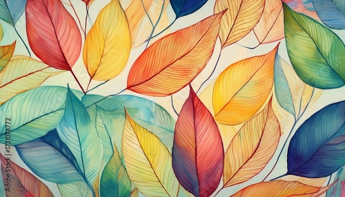 abstract watercolor leaf pattern