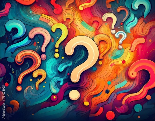 colorful question mark background for interactive quiz themes generative ai