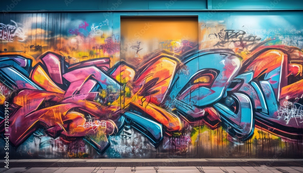 Obraz premium vibrant graffiti art on urban backdrop