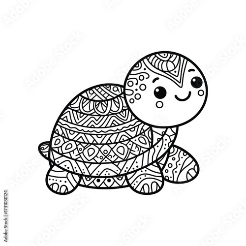 Cute patterned turtle illustration with joyful expression (1)