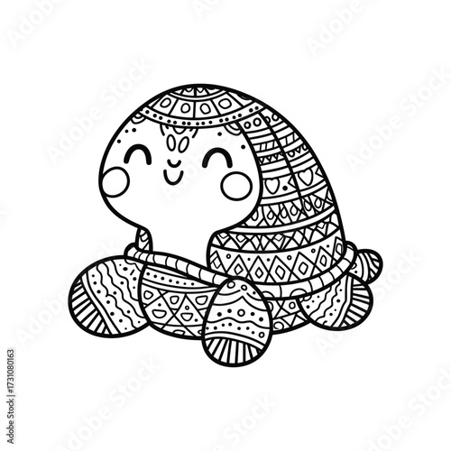 Cute patterned turtle illustration with joyful expression (3)