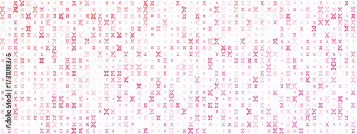 Abstract seamless pattern of DNA helix symbols in shades of pink and red on a white background, representing genetics and biotechnology