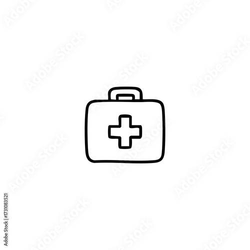 Black outline of a first aid kit with a cross