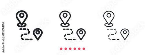 Route icon. Thin line icon vector