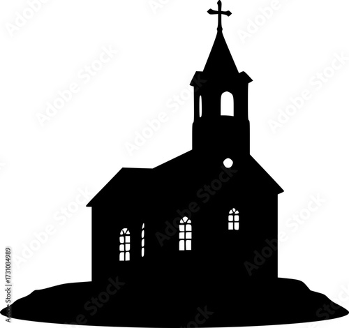 Christian chapel silhouette vector