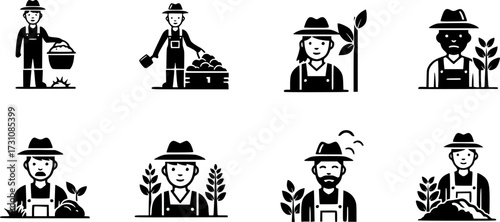Farmers works in field, Farmer working, Farmer with vehicle silhouettes, Agriculture farmer silhouette, Agriculture farmer , Farmer with vehicle