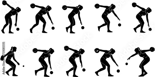 Women discus thrower silhouette, Discus silhouettes, Female discus silhouette, Discus thrower, Discus, Female thrower, Female player vector
