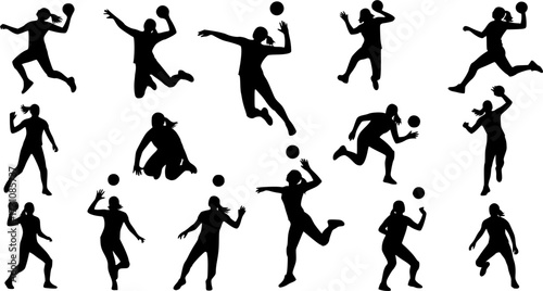 Women volleyball player silhouettes, Volleyball player women silhouettes collection