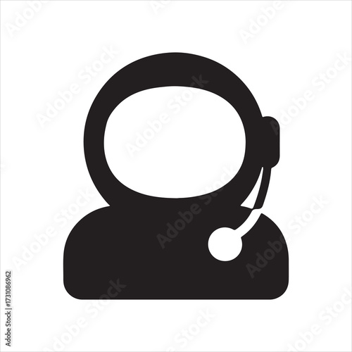 Isolated silhouette of an astronaut or space explorer in a spacesuit with a headset on a white background symbolizing exploration science and space travel