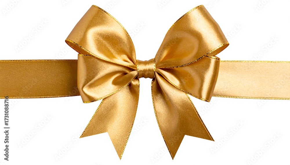 Fototapeta premium Gold ribbon bow on white background