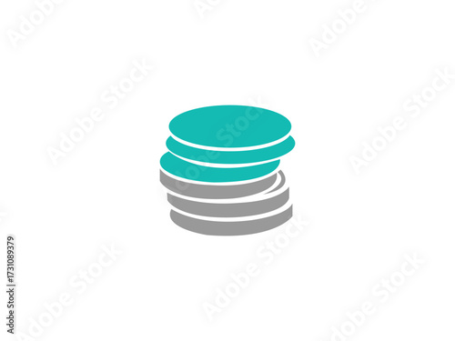 Stack of teal and gray coins graphic element money finance
