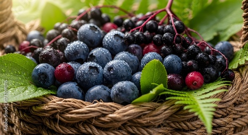 Wallpaper Mural Freshly Harvested Wild Berries From The Forest Basket Torontodigital.ca