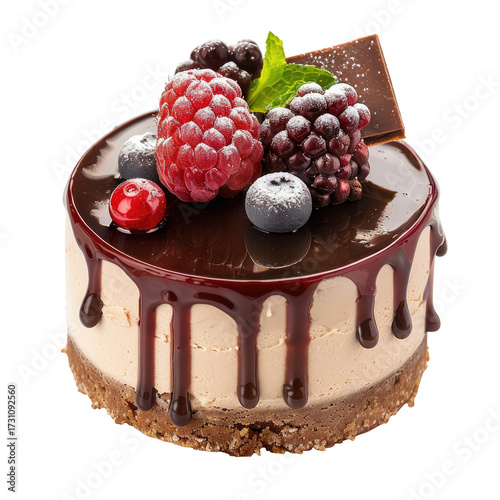 Delicious chocolate dessert topped with fresh berries
