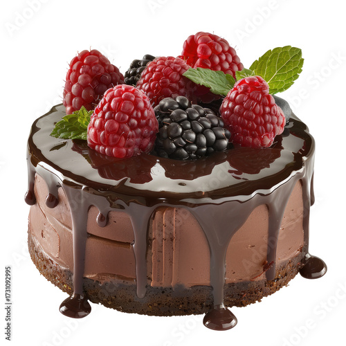 Delicious chocolate cake with berries