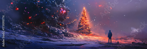 Wallpaper Mural Christmas Background with Tree and Festive Decorations Torontodigital.ca