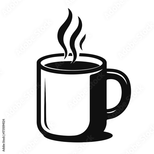 Coffee Mug with Hot Steam - Simple Vector Icon for Hot Drinks and Cafe